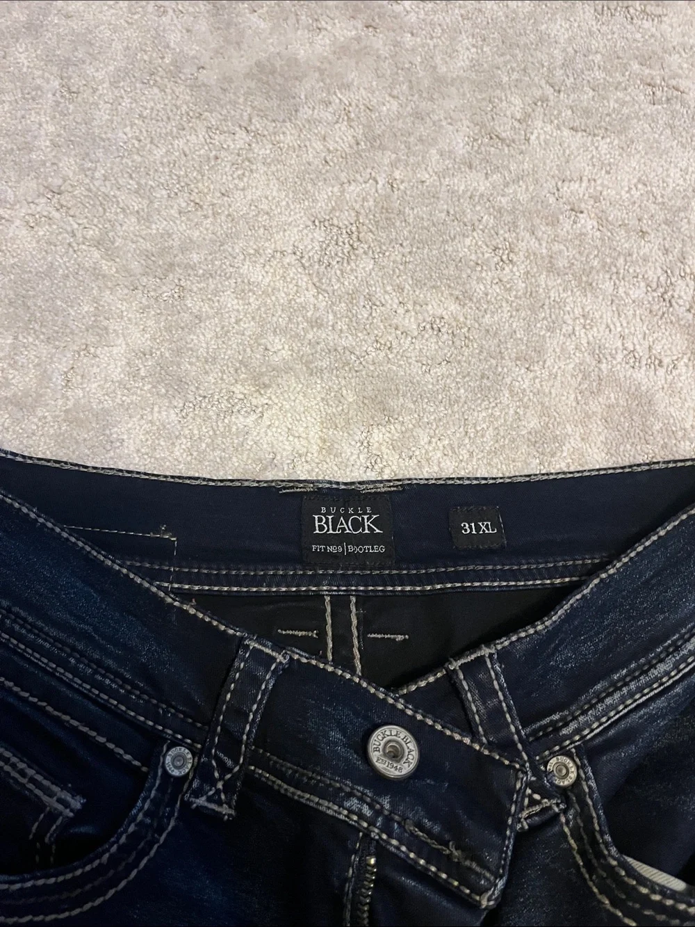 Buckle Men's Bootcut Jeans - Black Wash with Contrast Stitching
